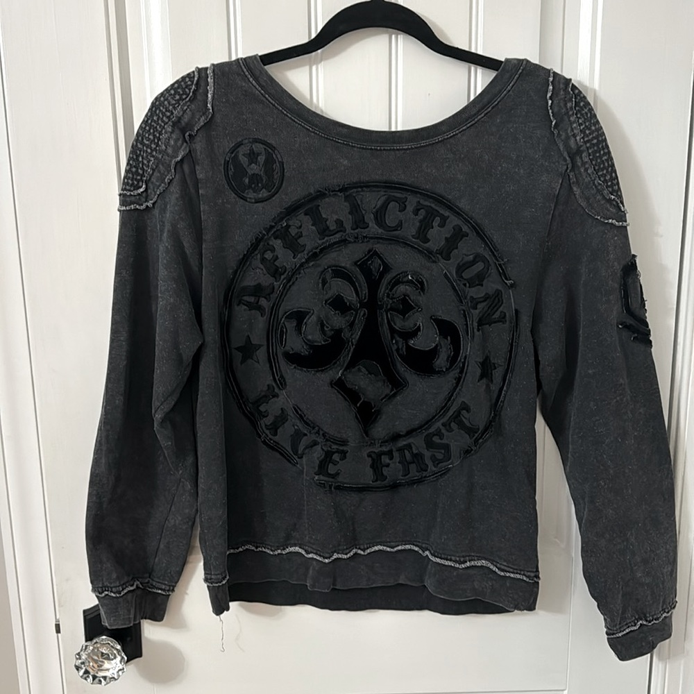 AFFLICTION WOMEN *RARE* Long Sleeve Crew Sweatshirt, Medium